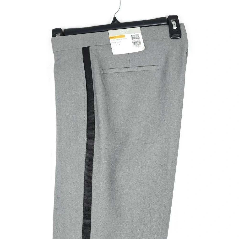 Alfani Mens Slim Fit Tuxedo Dress Pants 30x30 Grey Black Stretch AlfaTech NWT